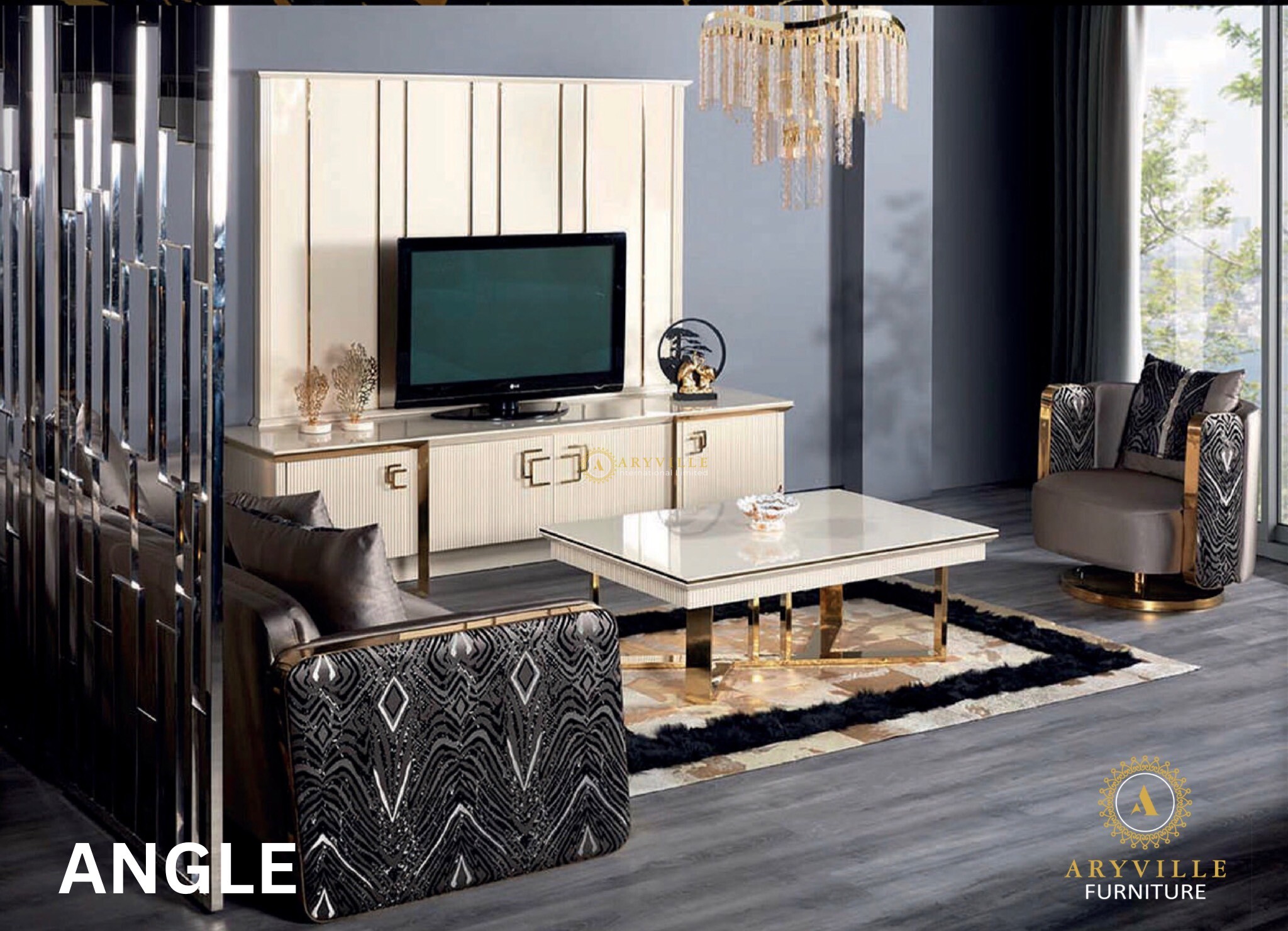 ANGLE BEDROOM/LIVING ROOM AND DINING ROOM SET (CS)