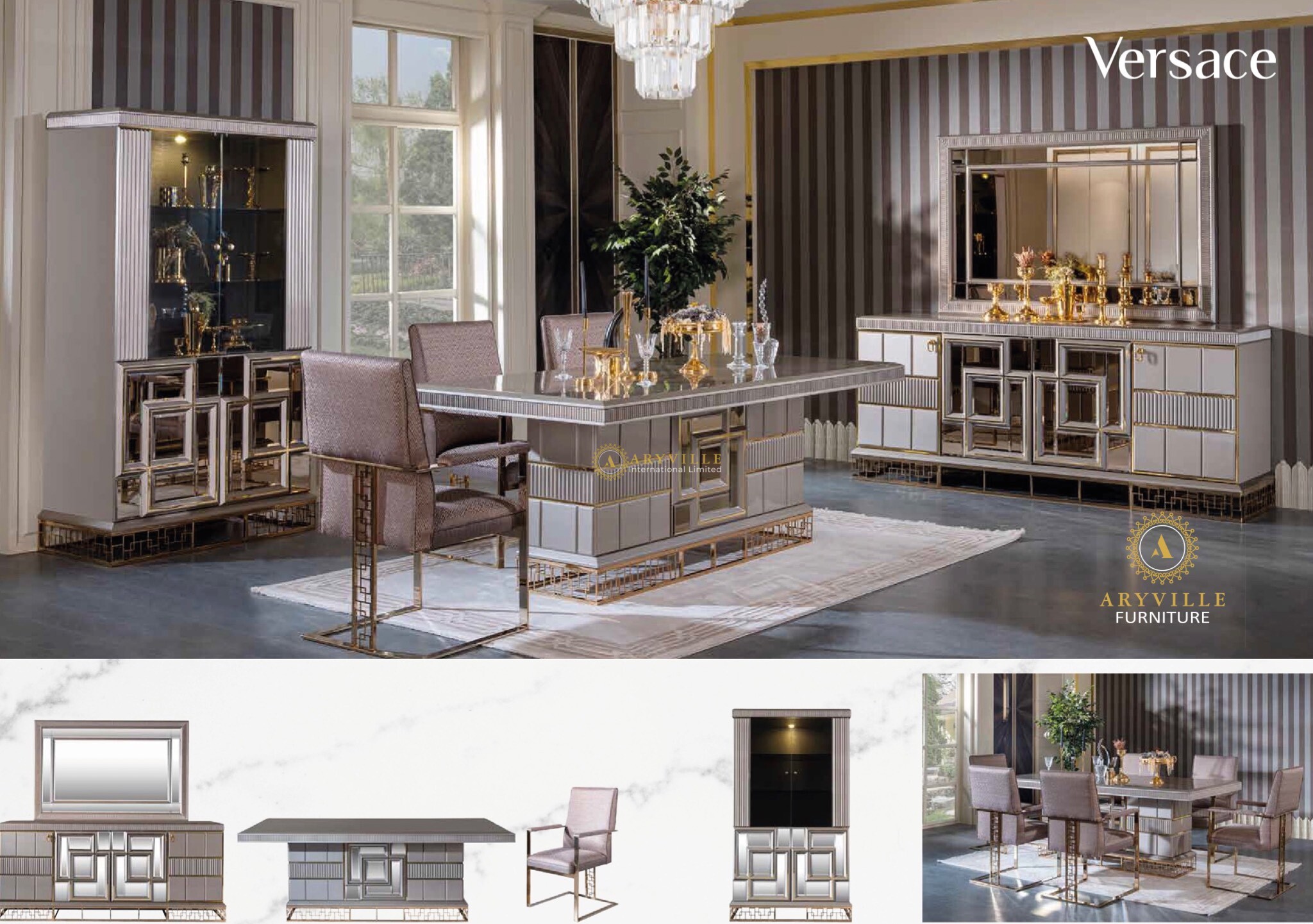 VERSACE DINING/BEDROOM AND LIVING ROOM SET (MZ)